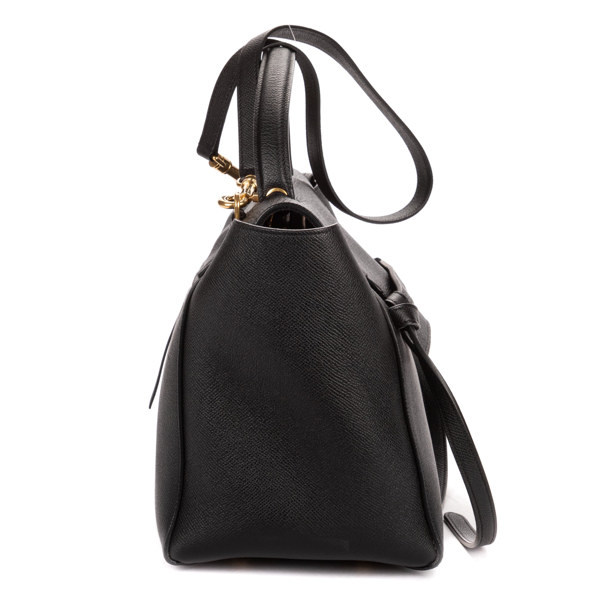 Shoulder Bag Mini Belt Bag Black Grained Calfskin Leather