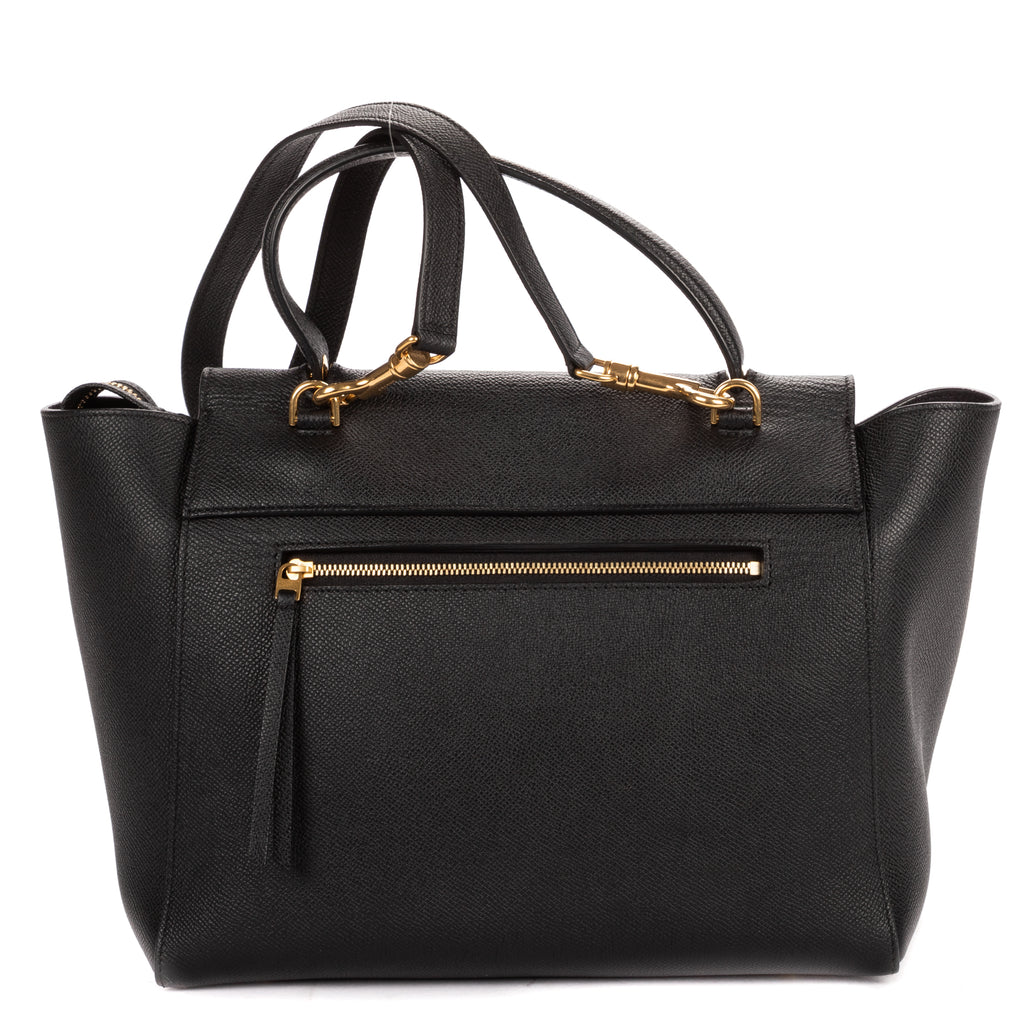 Shoulder Bag Mini Belt Bag Black Grained Calfskin Leather