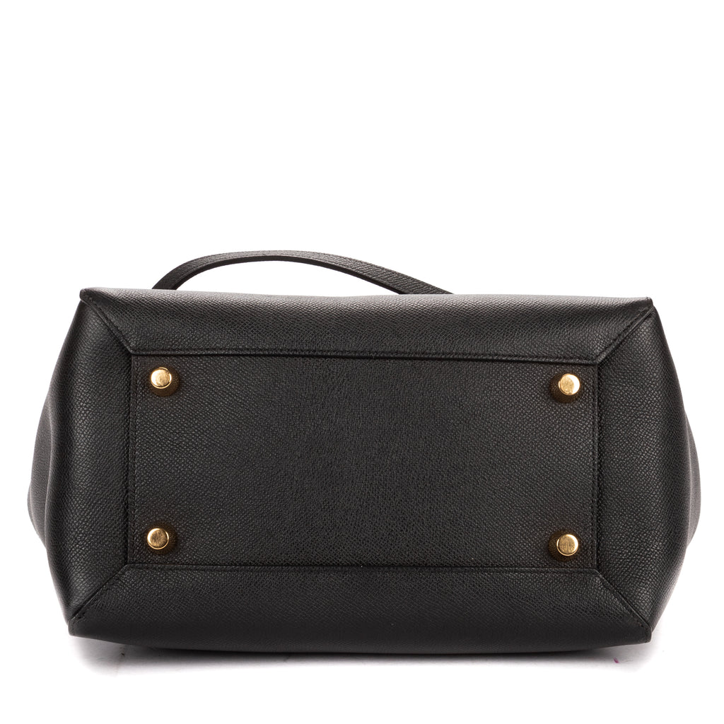 Shoulder Bag Mini Belt Bag Black Grained Calfskin Leather