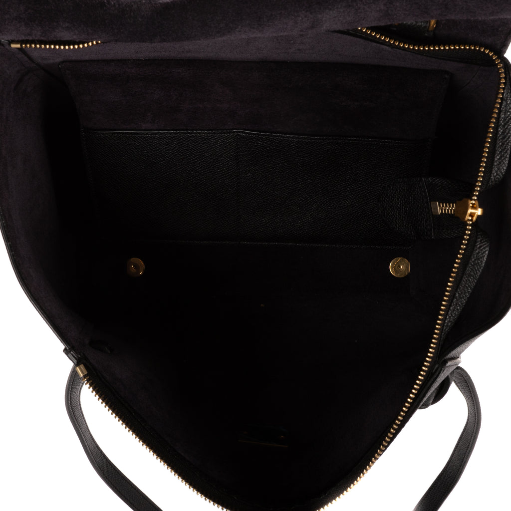 Shoulder Bag Mini Belt Bag Black Grained Calfskin Leather