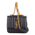 Shoulder Bag Vicky Chain Flap Crossbody Black Matelasse Calfskin Leather