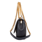 Shoulder Bag Vicky Chain Flap Crossbody Black Matelasse Calfskin Leather