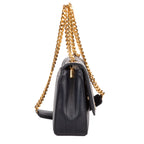 Shoulder Bag Vicky Chain Flap Crossbody Black Matelasse Calfskin Leather
