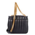 Shoulder Bag Vicky Chain Flap Crossbody Black Matelasse Calfskin Leather