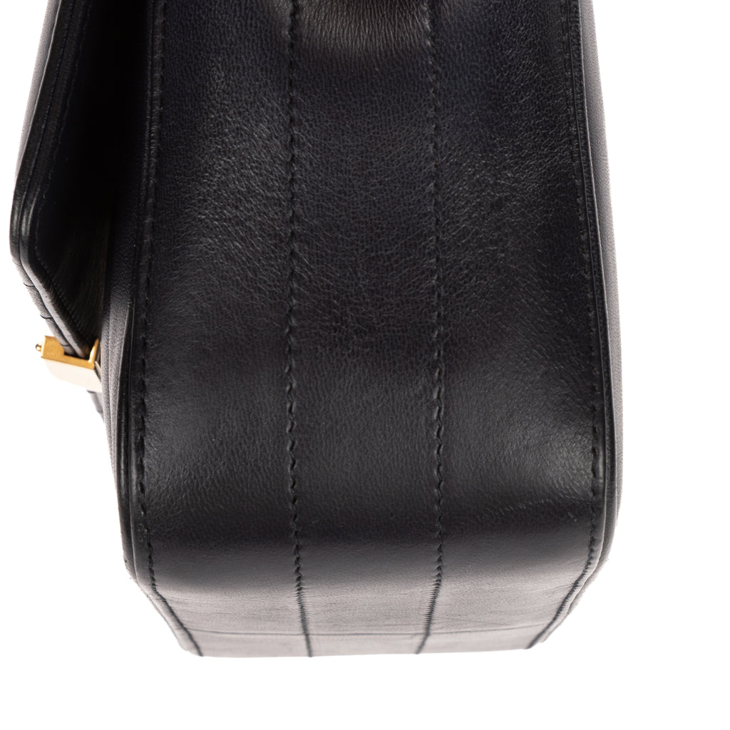 Shoulder Bag Vicky Chain Flap Crossbody Black Matelasse Calfskin Leather