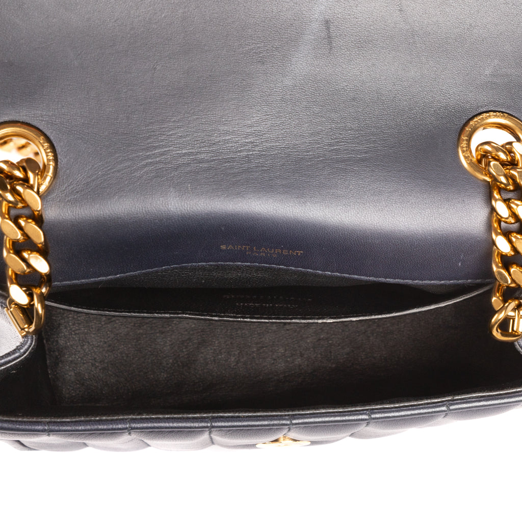 Shoulder Bag Vicky Chain Flap Crossbody Black Matelasse Calfskin Leather