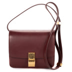 Shoulder Bag Small Classic Box Small Burgundy Smooth Calfskin Leather