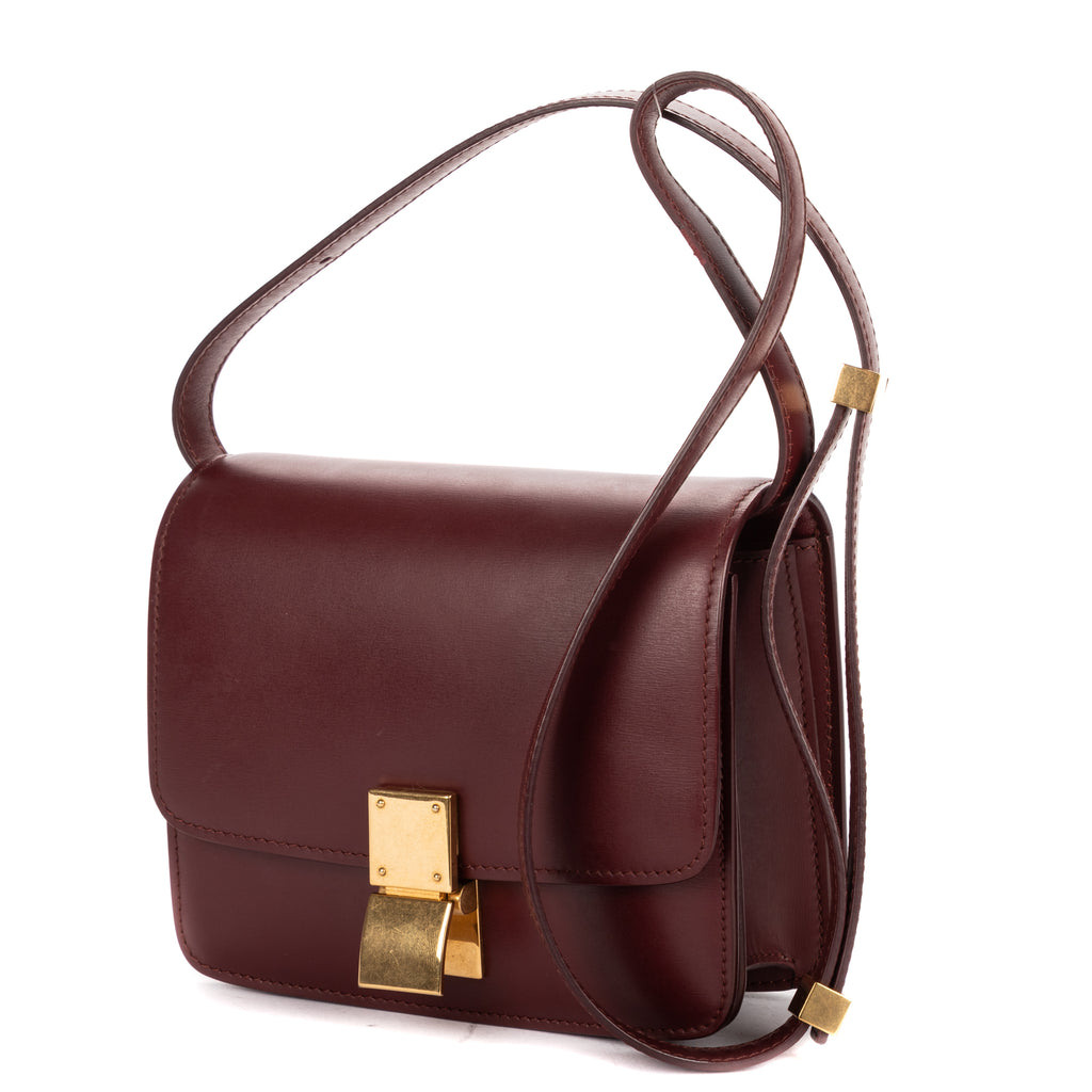 Shoulder Bag Small Classic Box Small Burgundy Smooth Calfskin Leather