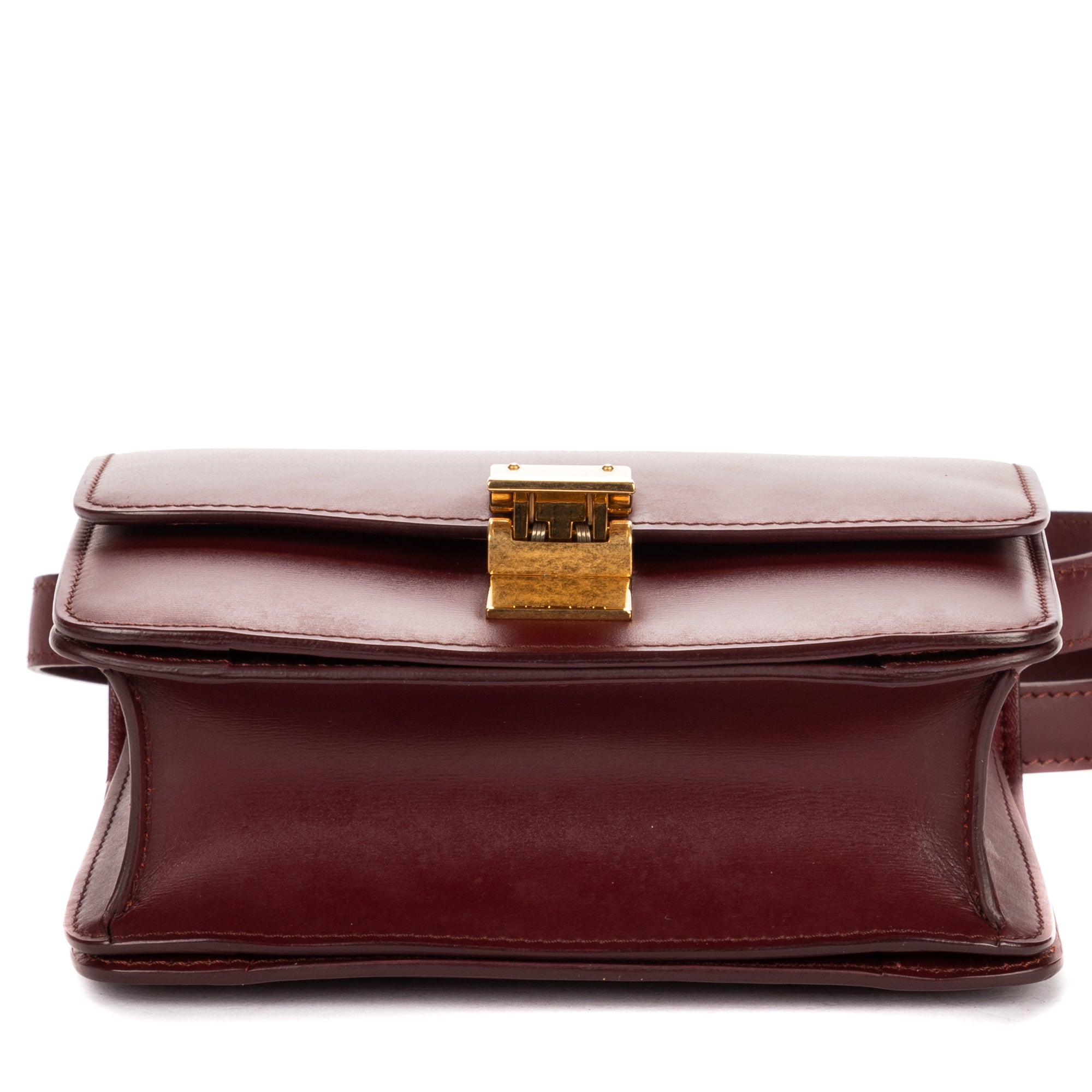 Shoulder Bag Small Classic Box Small Burgundy Smooth Calfskin Leather