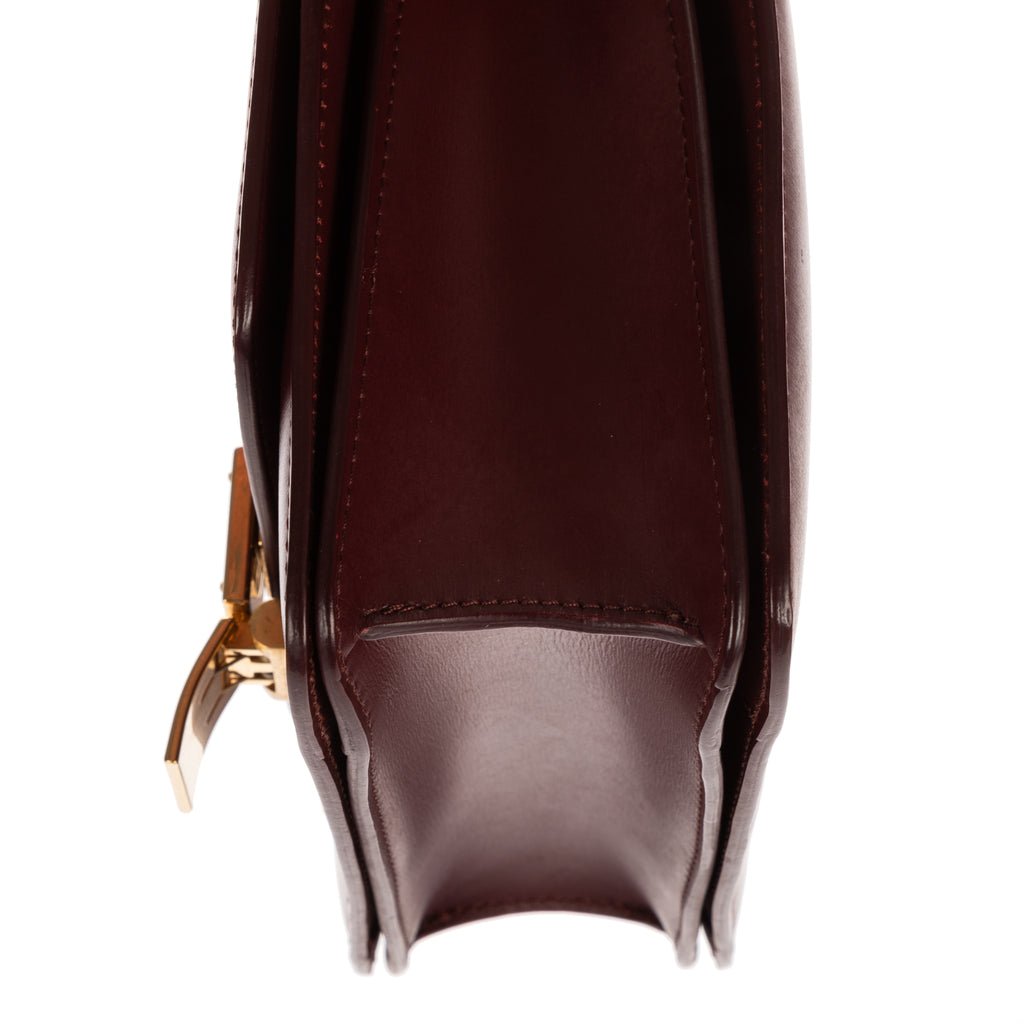 Shoulder Bag Small Classic Box Small Burgundy Smooth Calfskin Leather