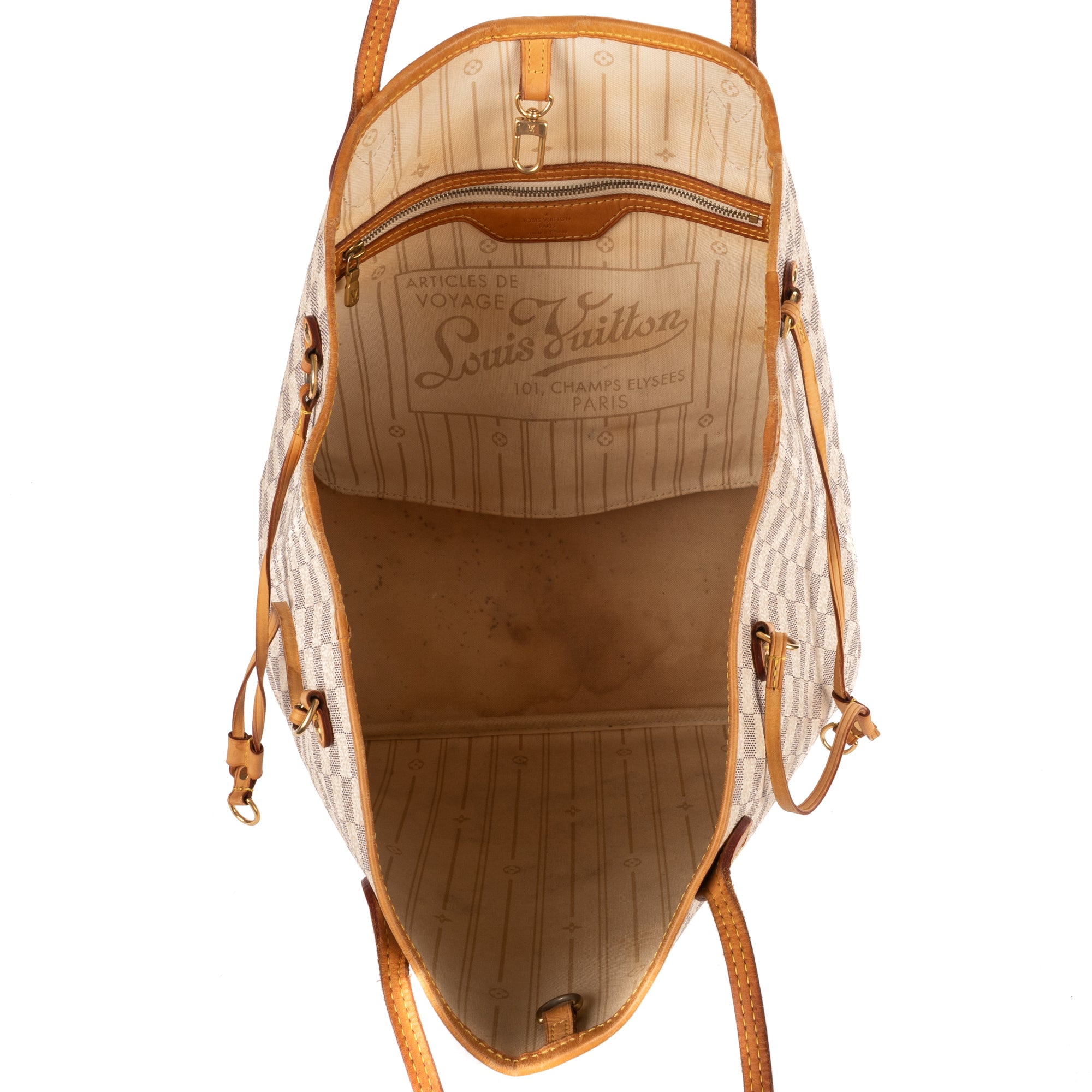 Shoulder Bag Neverfull MM Ivory Damier Azur
