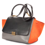 Shoulder Bag Medium Tricolor Trapeze Medium Orange Calfskin Leather