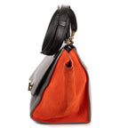 Shoulder Bag Medium Tricolor Trapeze Medium Orange Calfskin Leather