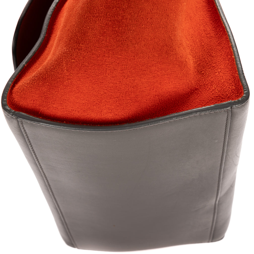 Shoulder Bag Medium Tricolor Trapeze Medium Orange Calfskin Leather