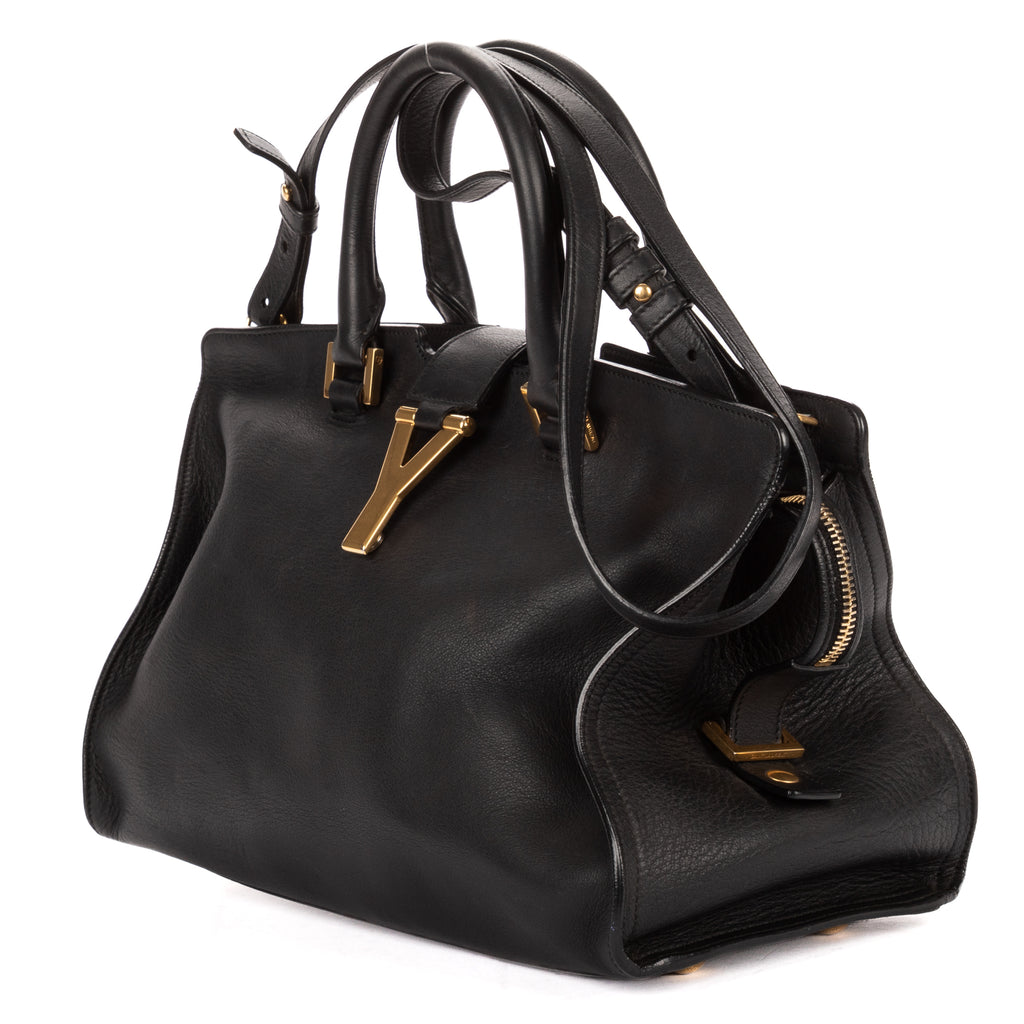 Shoulder Bag Small Cabas ChYc Small Black Calfskin Leather