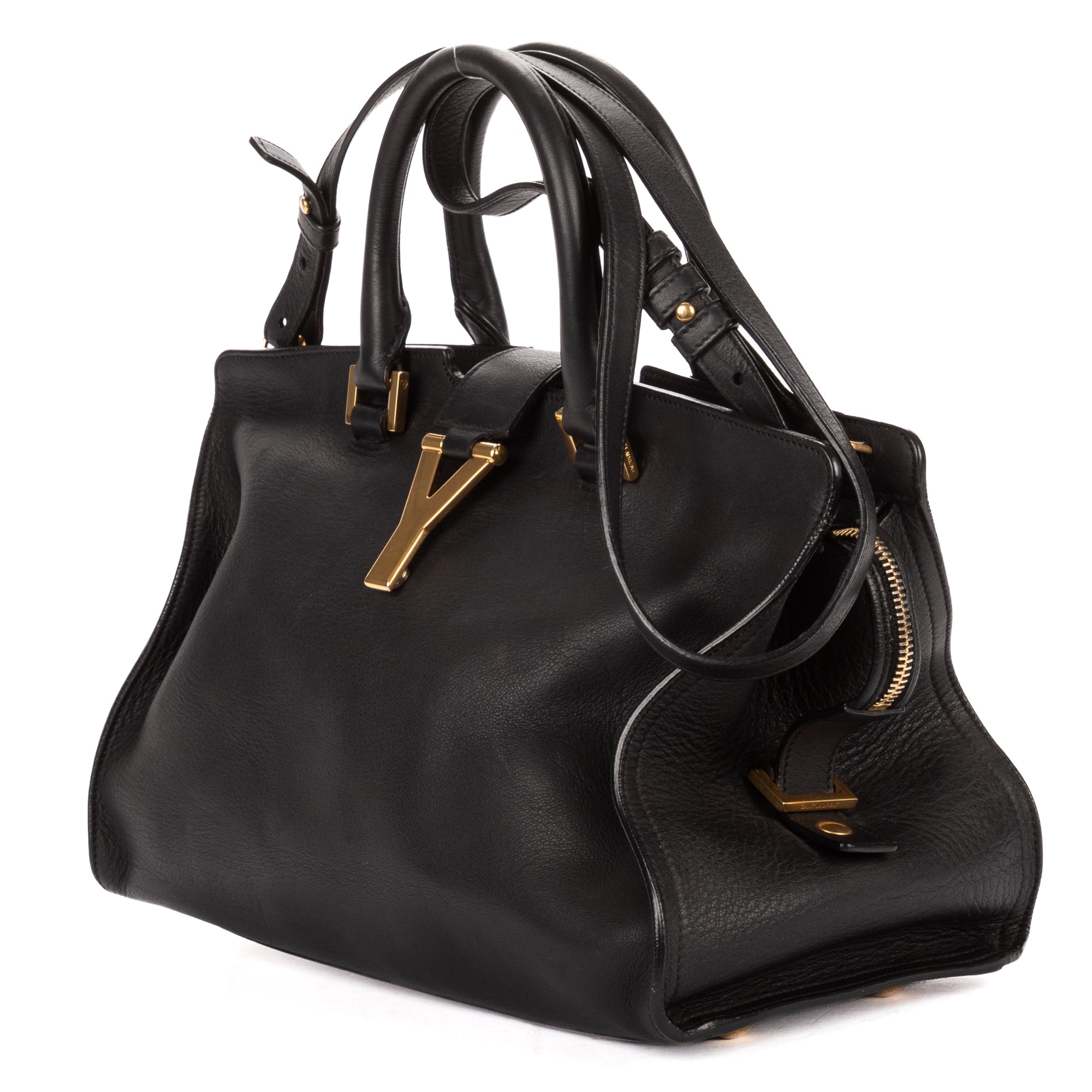 Shoulder Bag Small Cabas ChYc Small Black Calfskin Leather