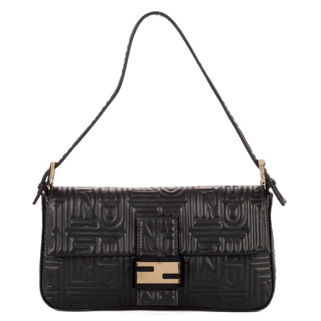 Shoulder Bag Re- Edition Baguette Black Logo Embossed Leather
