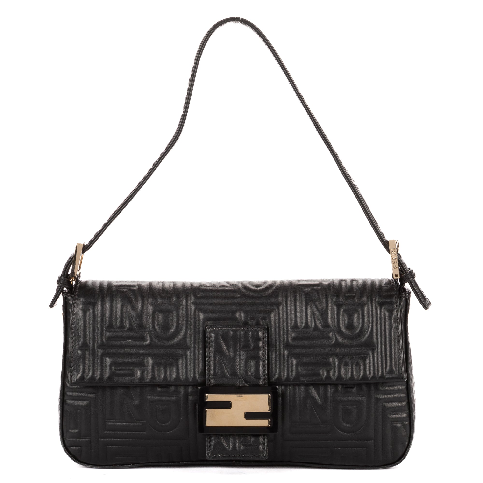 Shoulder Bag Re- Edition Baguette Black Logo Embossed Leather