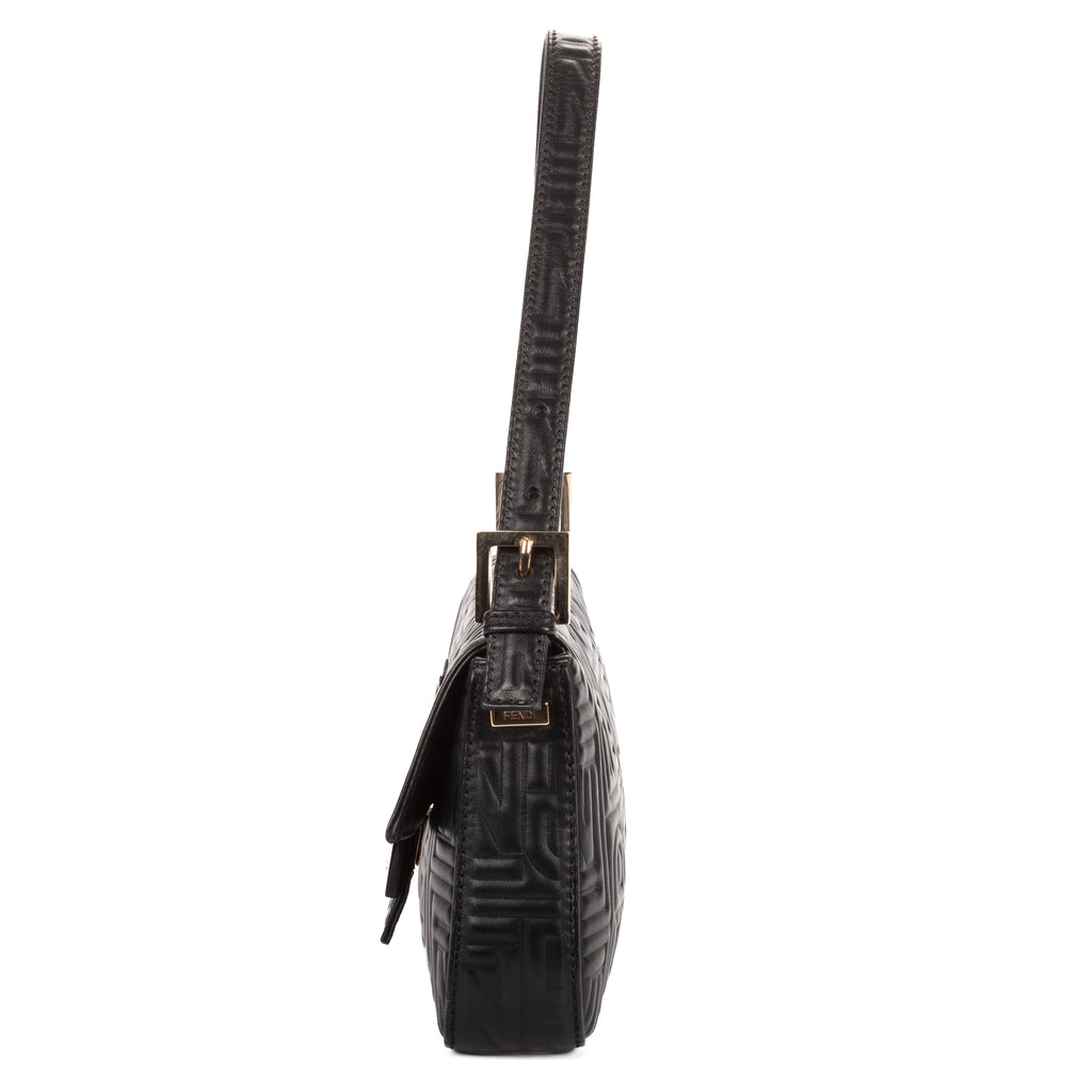 Shoulder Bag Re- Edition Baguette Black Logo Embossed Leather