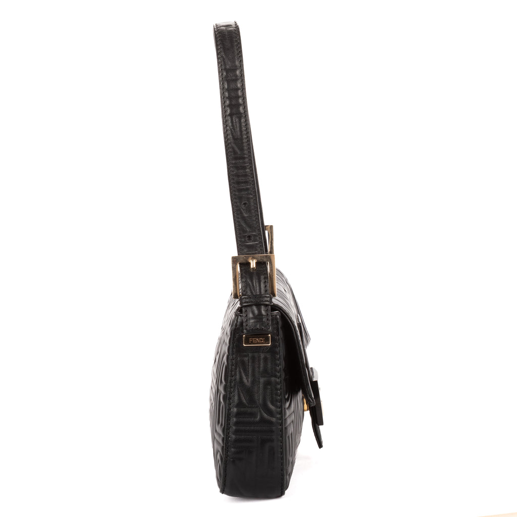 Shoulder Bag Re- Edition Baguette Black Logo Embossed Leather