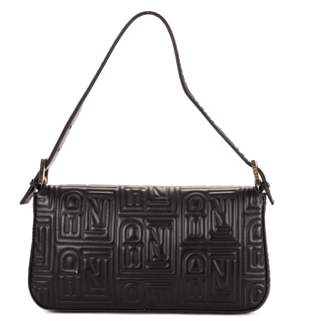 Shoulder Bag Re- Edition Baguette Black Logo Embossed Leather