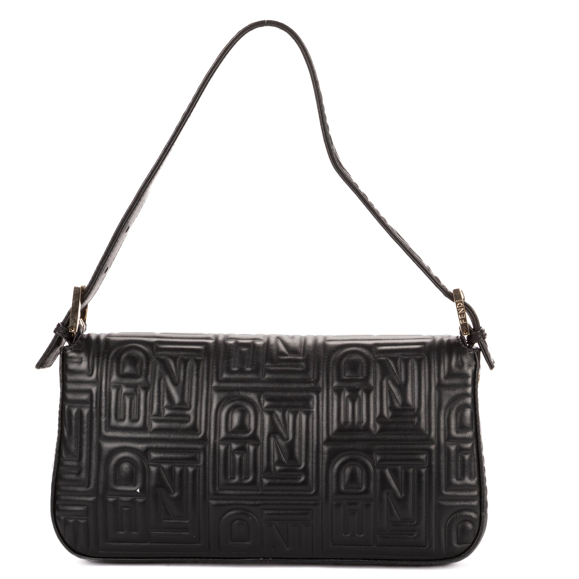 Shoulder Bag Re- Edition Baguette Black Logo Embossed Leather