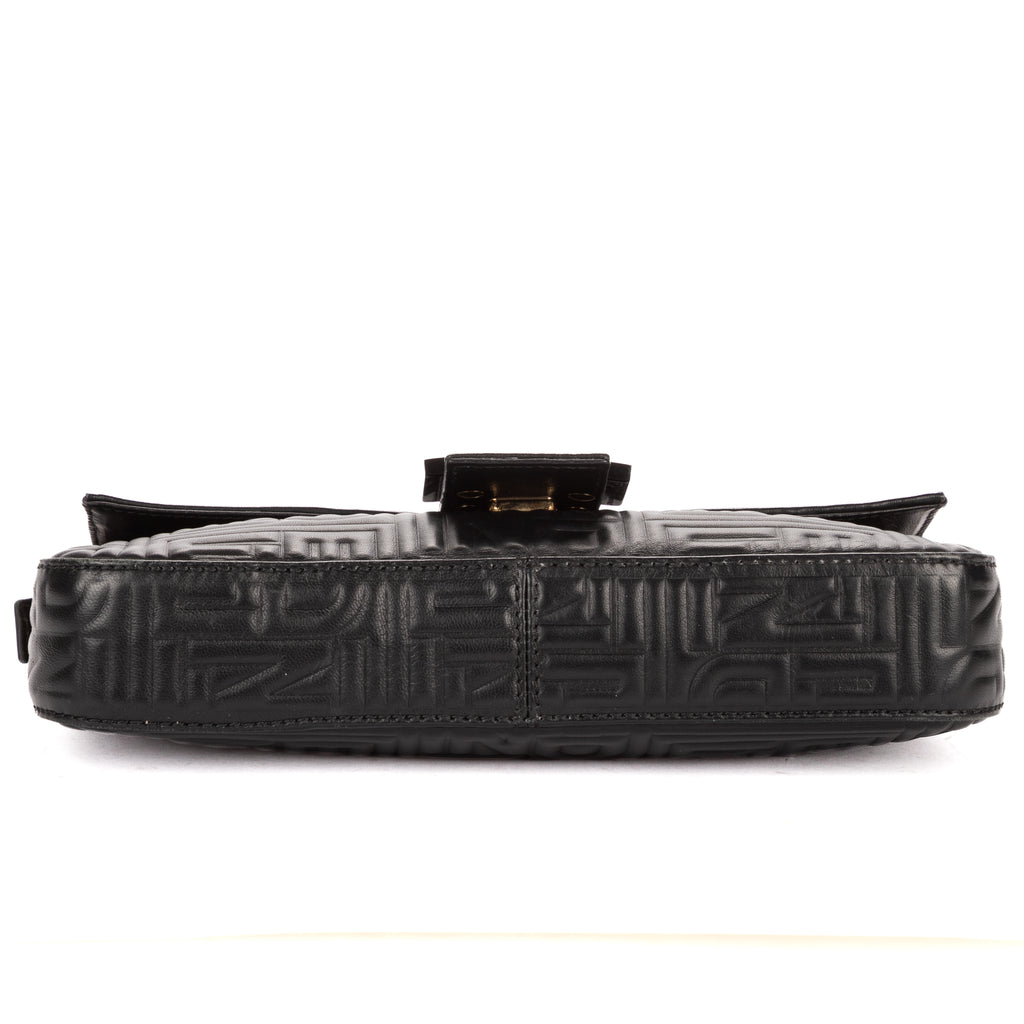Shoulder Bag Re- Edition Baguette Black Logo Embossed Leather