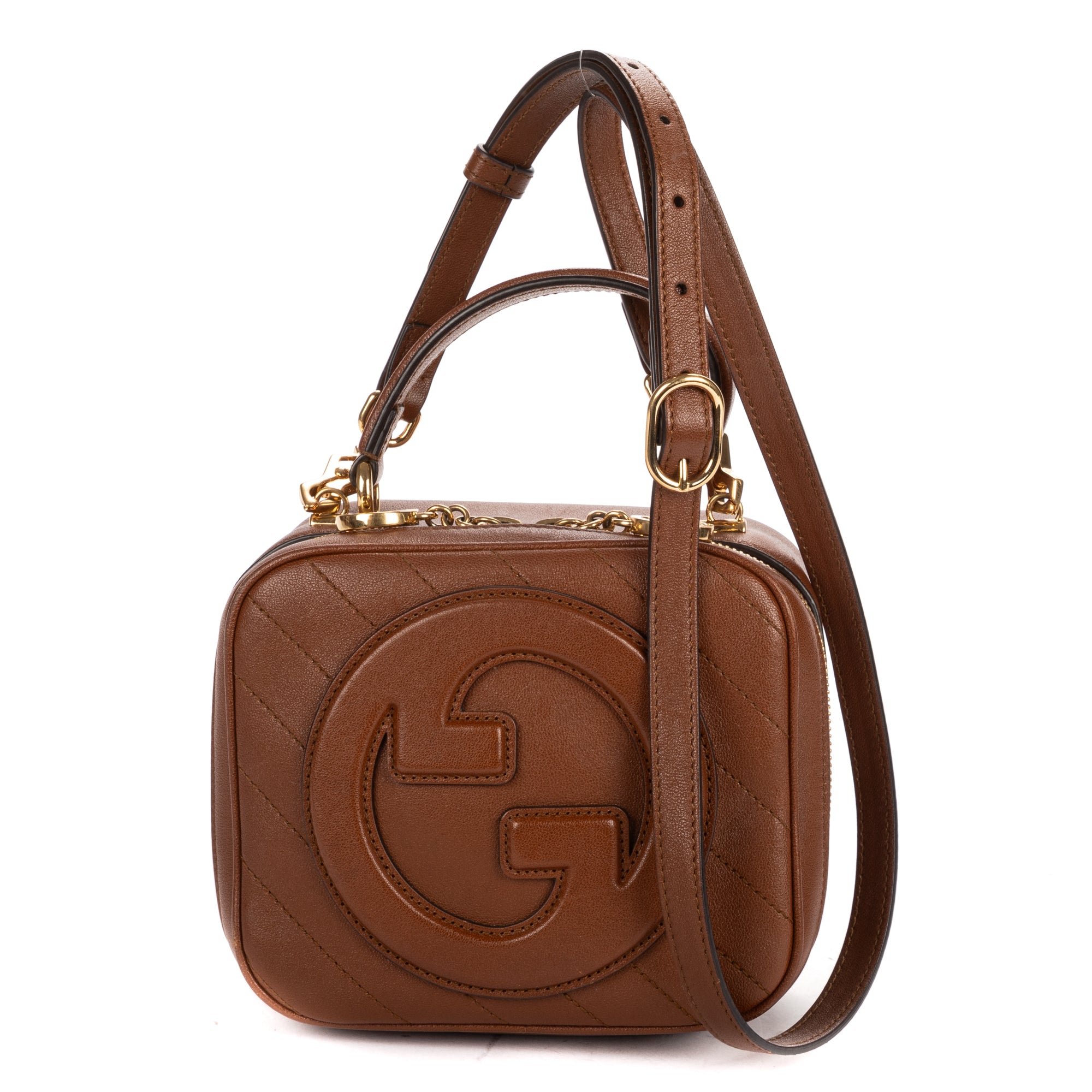 Shoulder Bag Blondie Top Handle Brown Calfskin Leather