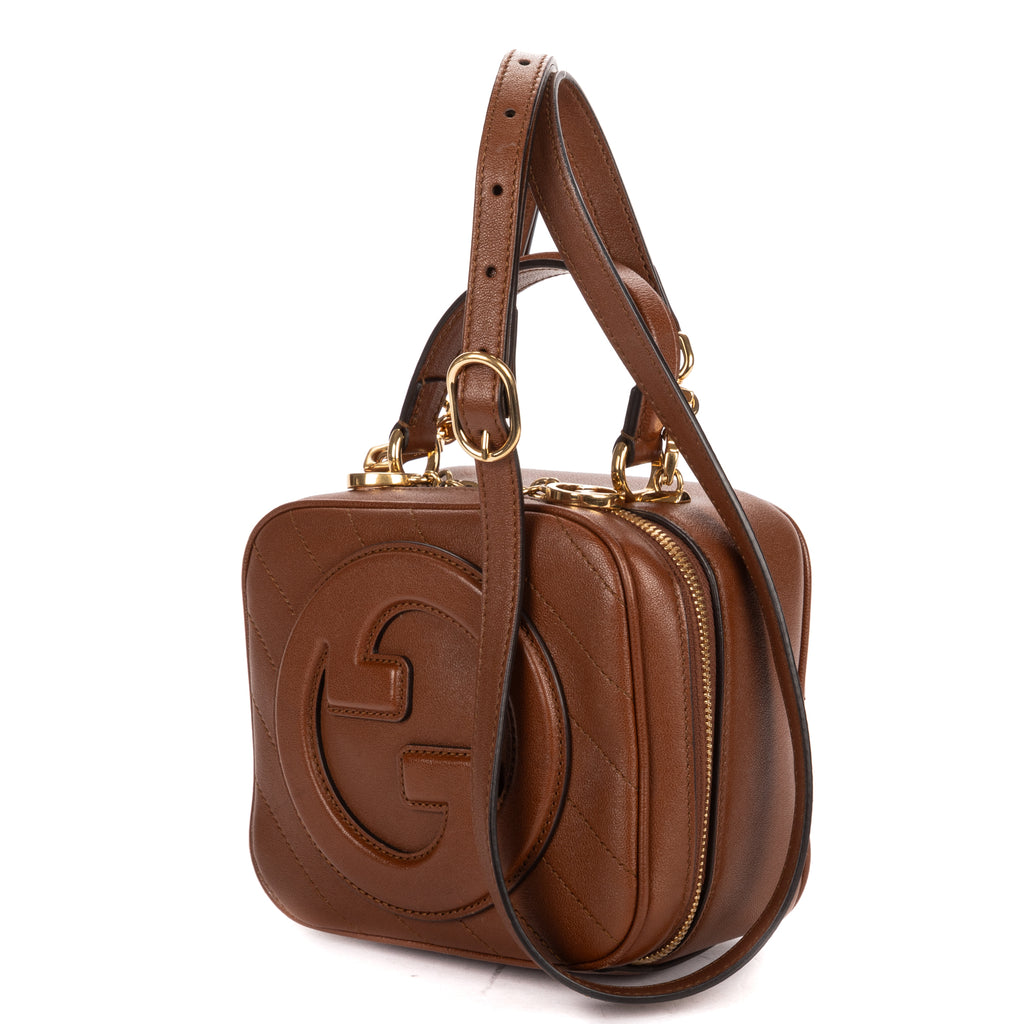 Shoulder Bag Blondie Top Handle Brown Calfskin Leather