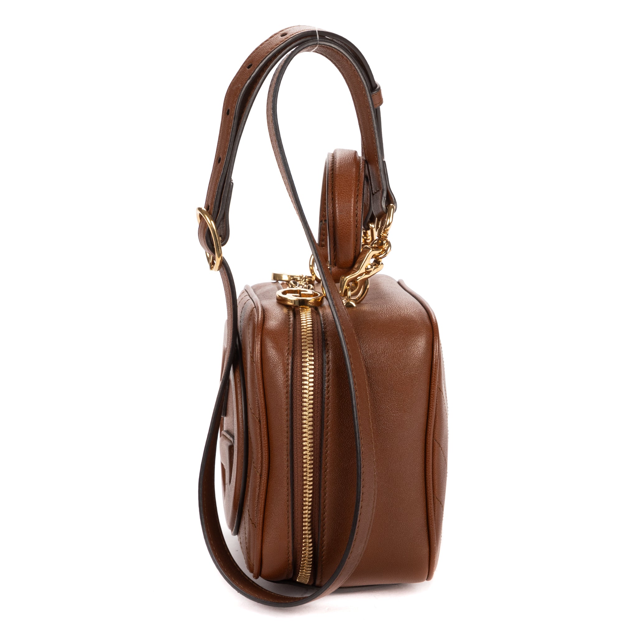 Shoulder Bag Blondie Top Handle Brown Calfskin Leather