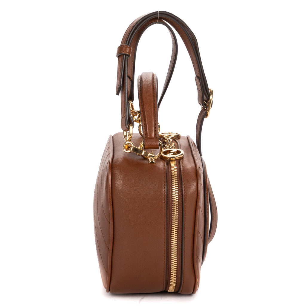 Shoulder Bag Blondie Top Handle Brown Calfskin Leather
