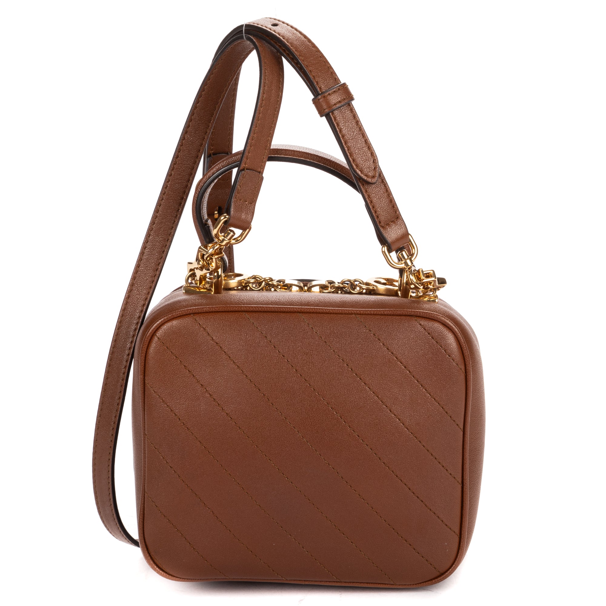 Shoulder Bag Blondie Top Handle Brown Calfskin Leather
