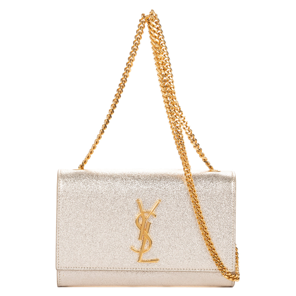 Shoulder Bag Small Kate Small Metallic Champagne Gold Embossed Calfskin Leather