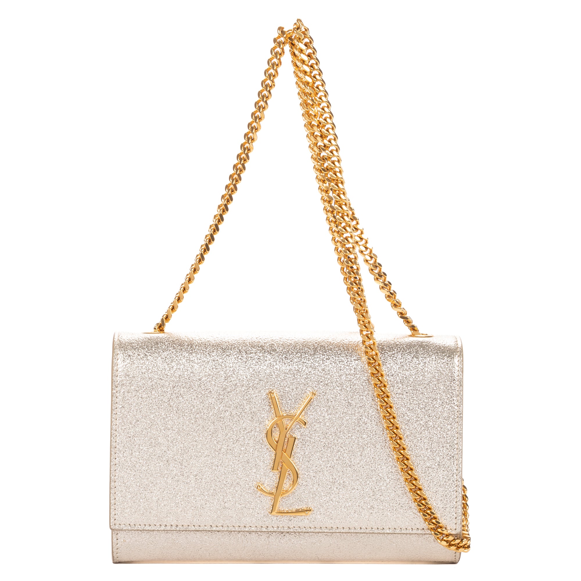 Shoulder Bag Small Kate Small Metallic Champagne Gold Embossed Calfskin Leather