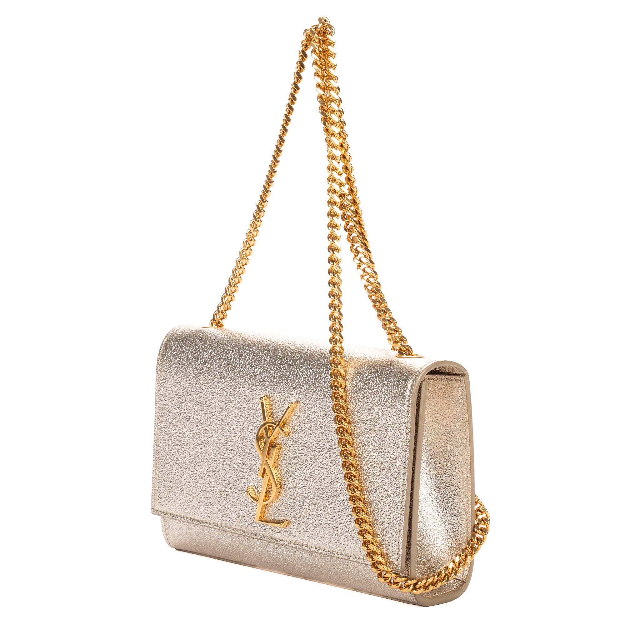 Shoulder Bag Small Kate Small Metallic Champagne Gold Embossed Calfskin Leather