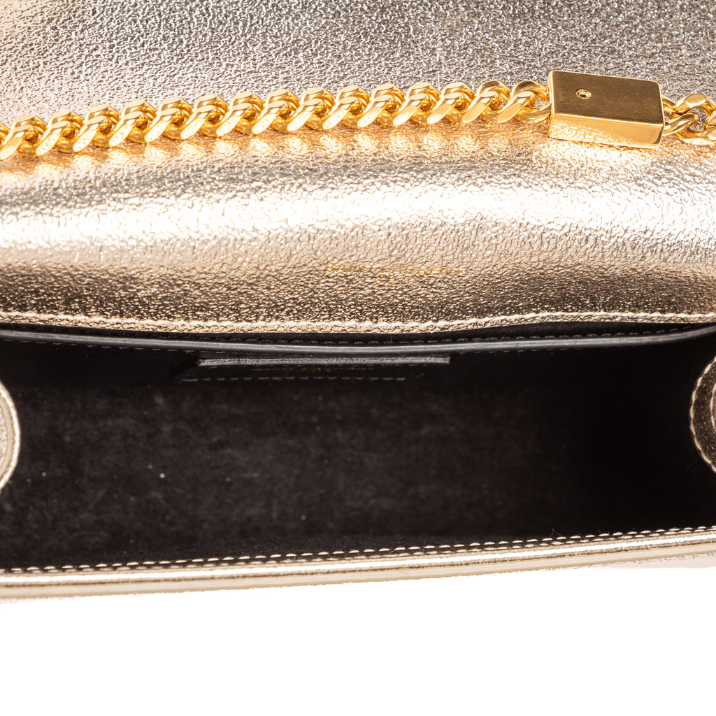 Shoulder Bag Small Kate Small Metallic Champagne Gold Embossed Calfskin Leather