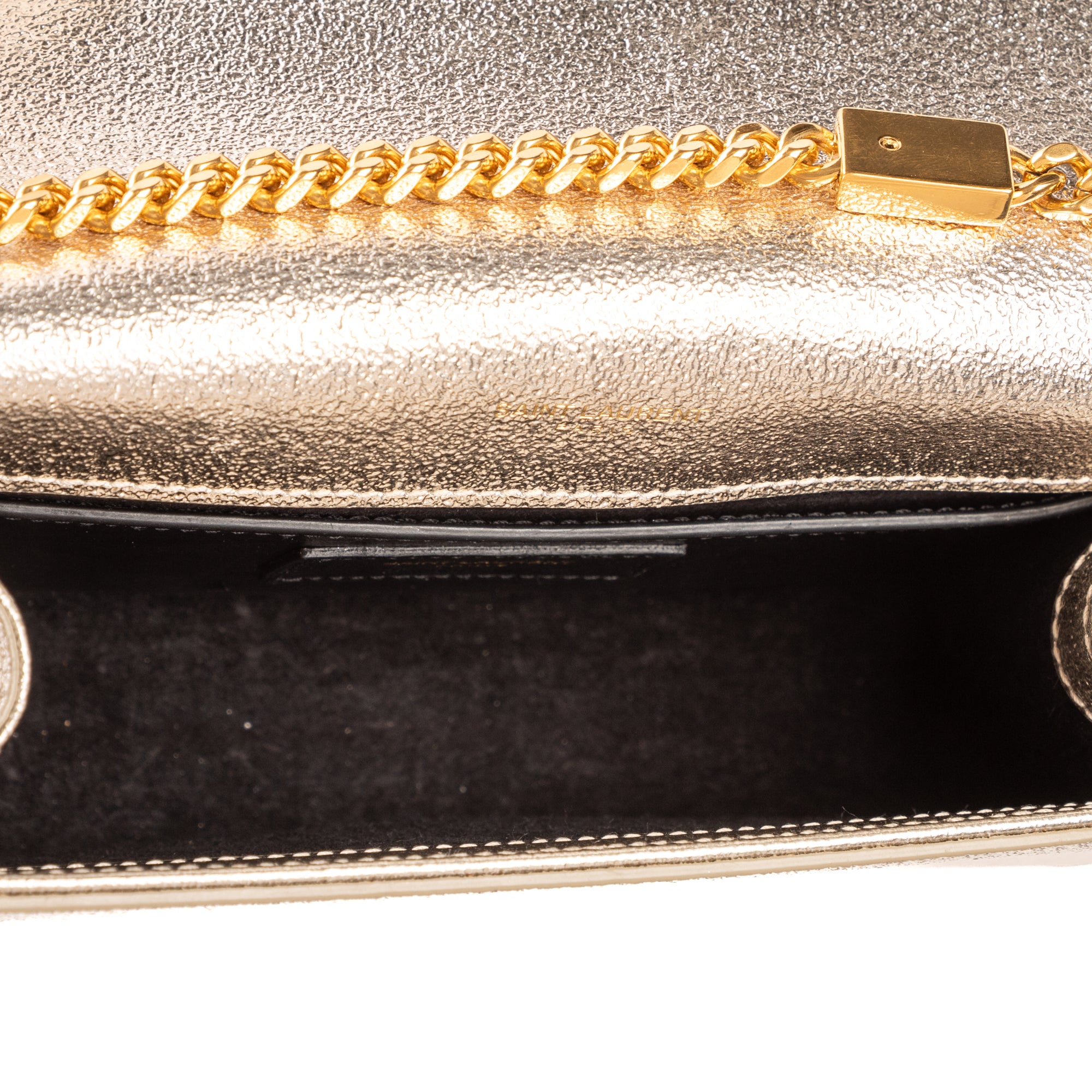 Shoulder Bag Small Kate Small Metallic Champagne Gold Embossed Calfskin Leather