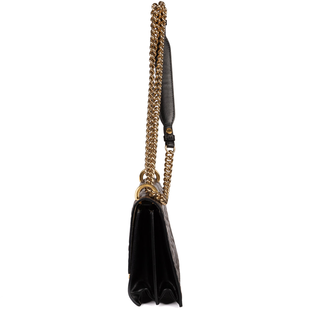 Shoulder Bag Kan U Black FF Embossed Leather