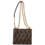 Shoulder Bag Kan U Black FF Embossed Leather