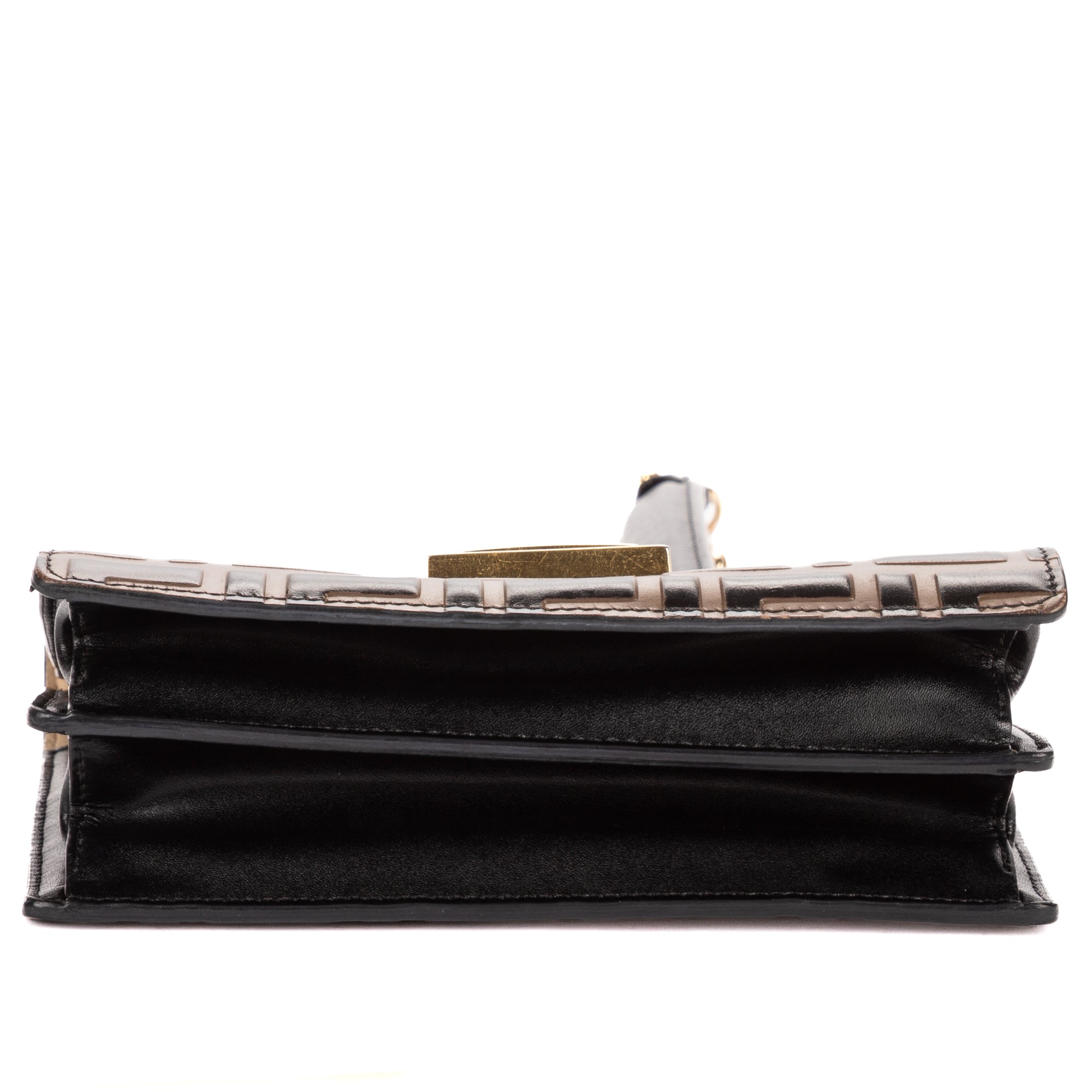 Shoulder Bag Kan U Black FF Embossed Leather
