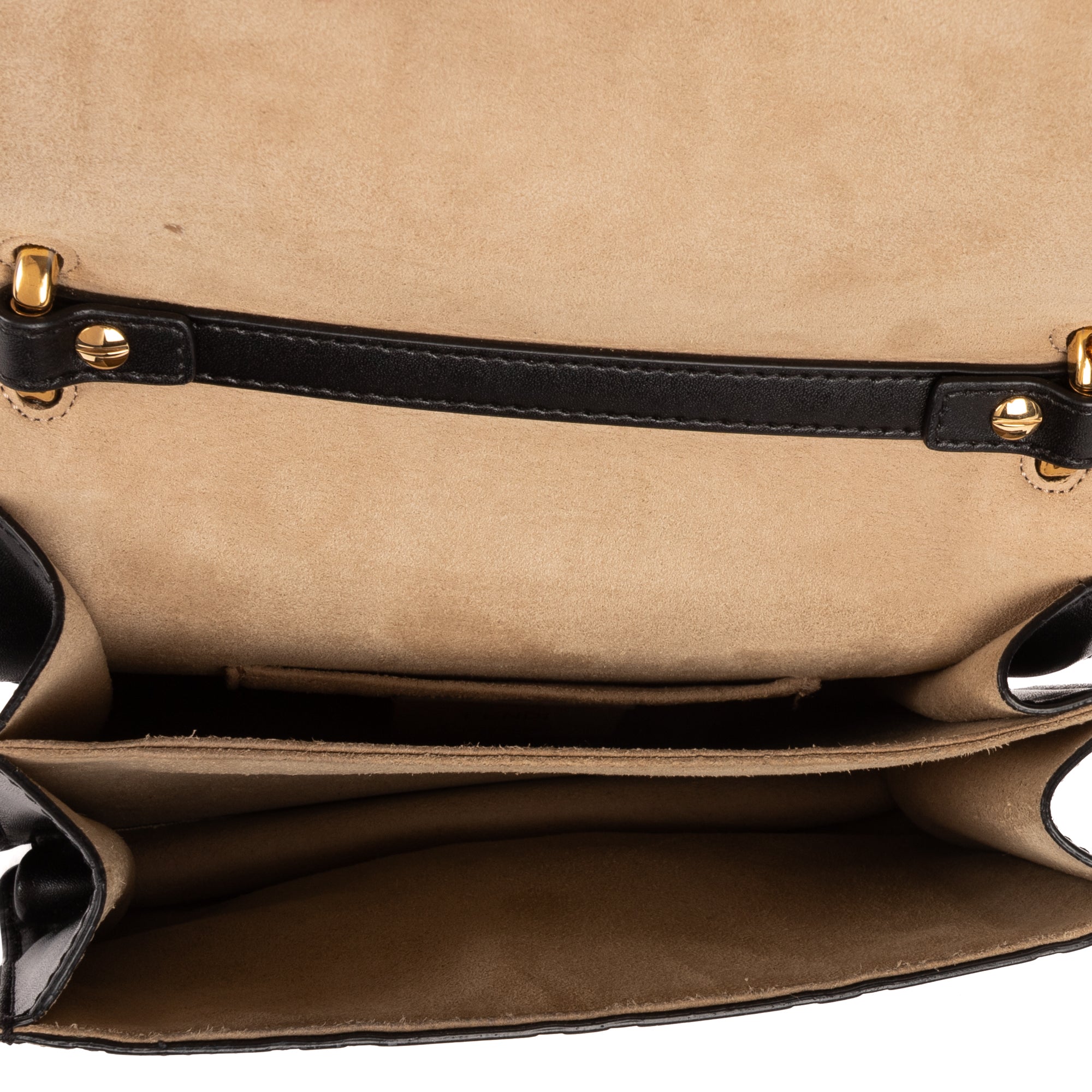 Shoulder Bag Kan U Black FF Embossed Leather