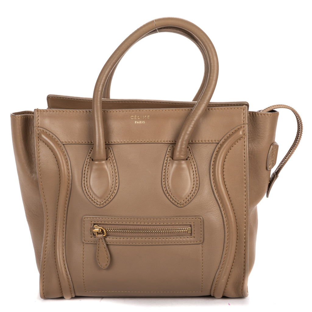 Shoulder Bag Micro Luggage Grey Smooth Calfskin Leather