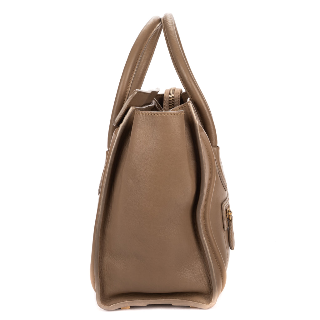 Shoulder Bag Micro Luggage Grey Smooth Calfskin Leather