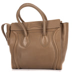 Shoulder Bag Micro Luggage Grey Smooth Calfskin Leather