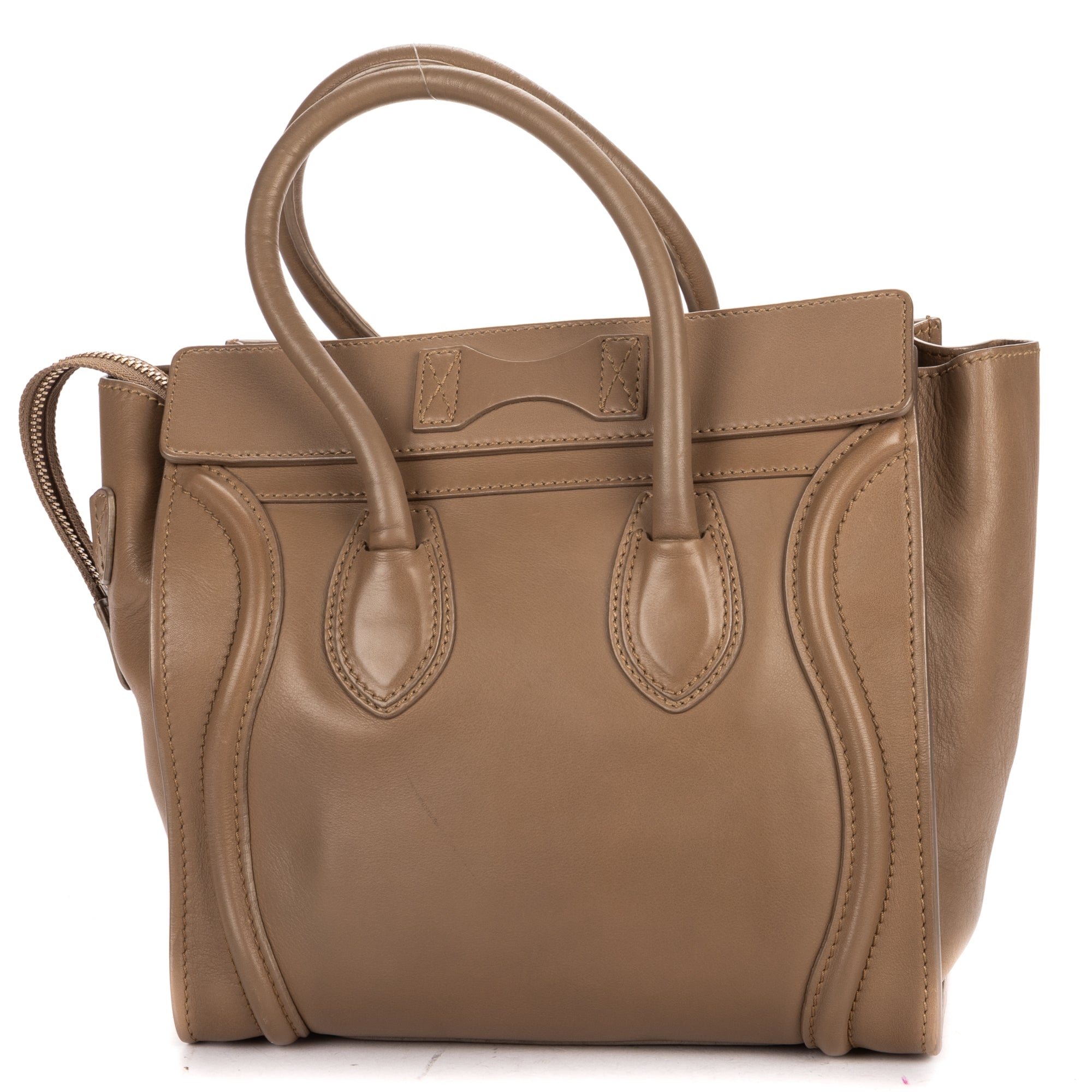 Shoulder Bag Micro Luggage Grey Smooth Calfskin Leather