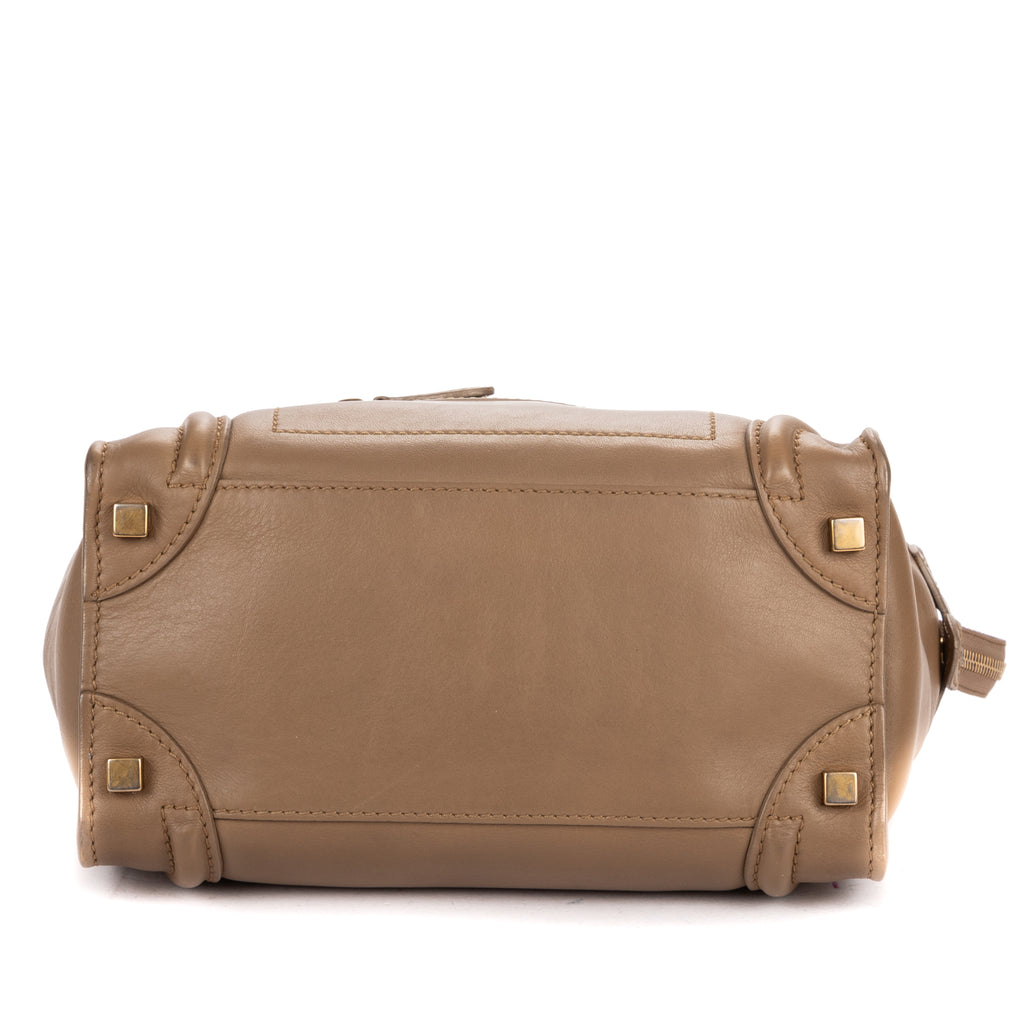 Shoulder Bag Micro Luggage Grey Smooth Calfskin Leather