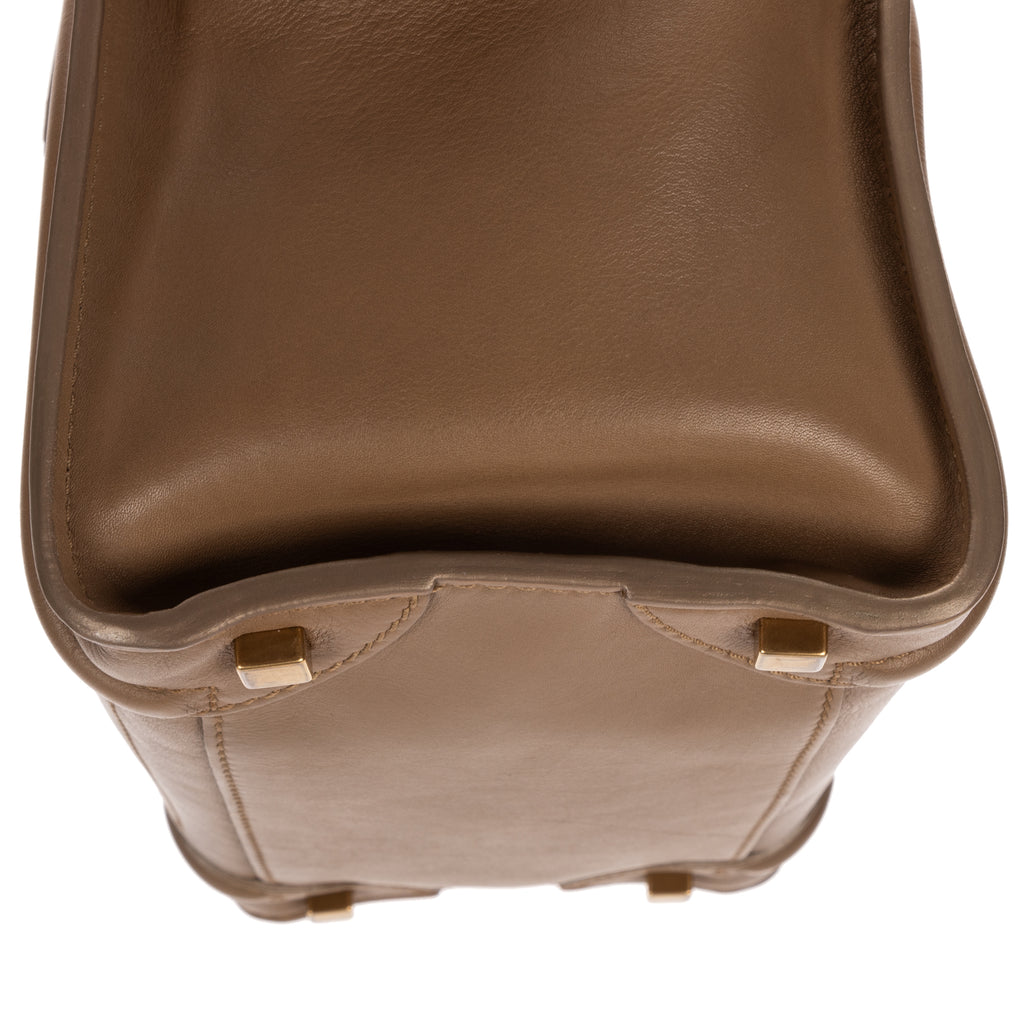 Shoulder Bag Micro Luggage Grey Smooth Calfskin Leather