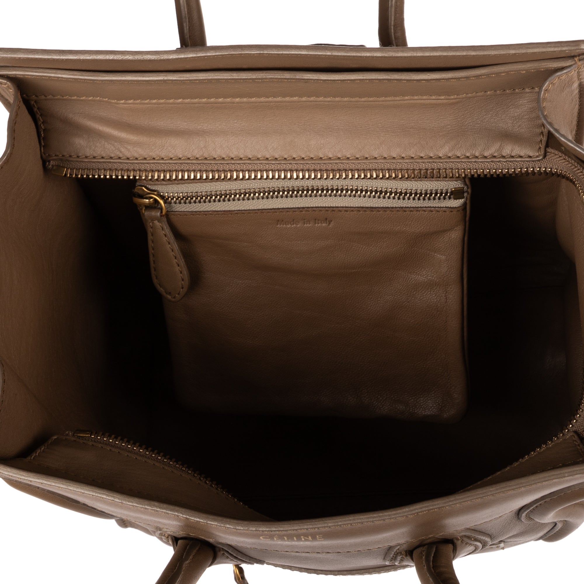 Shoulder Bag Micro Luggage Grey Smooth Calfskin Leather