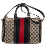 Shoulder Bag Vintage Web Boston Navy Diamante Monogrammed Canvas