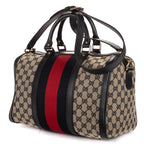 Shoulder Bag Vintage Web Boston Navy Diamante Monogrammed Canvas